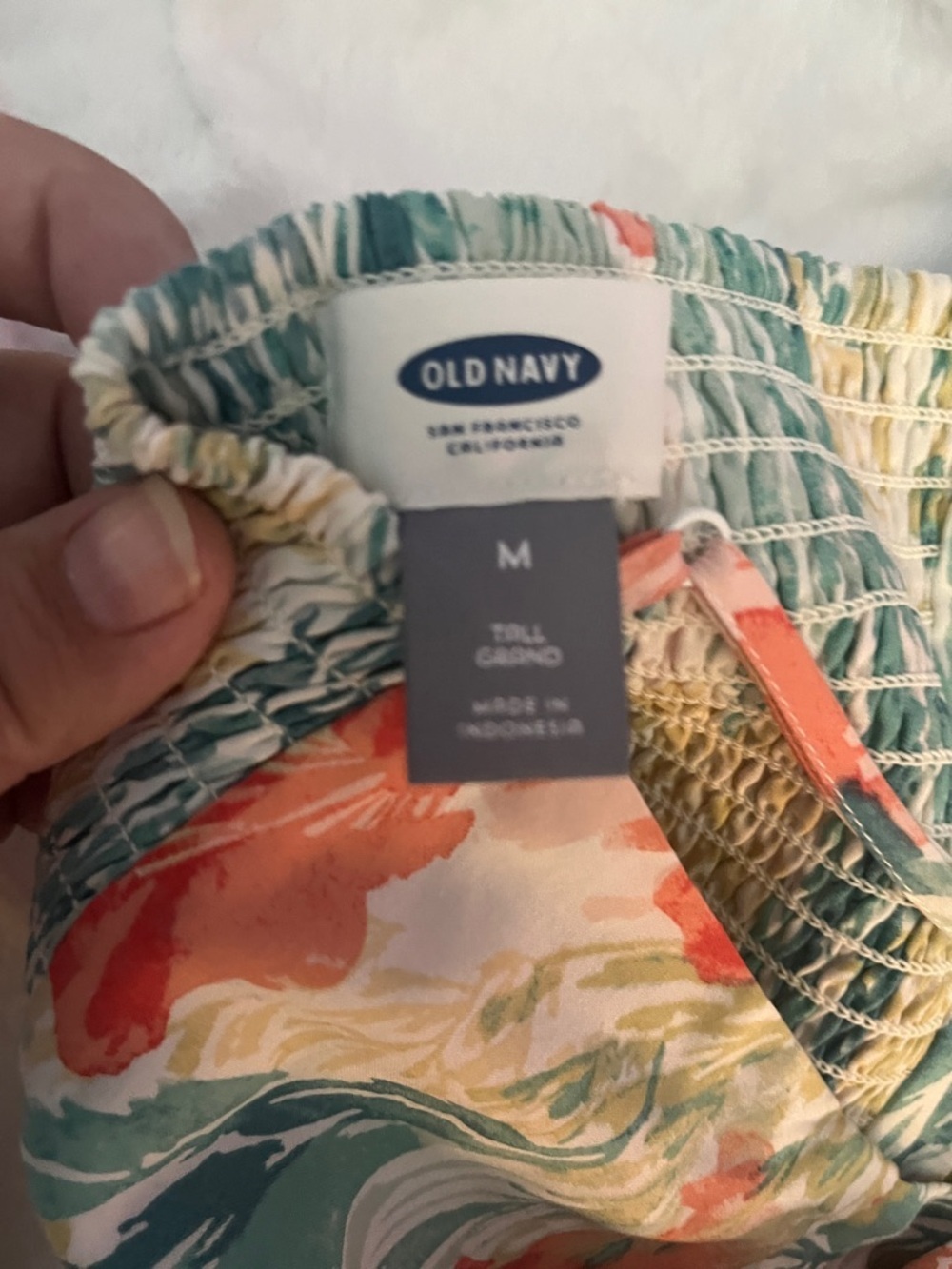 Old Navy Coral, Teal and Cream Floral Spaghetti-Strap Mini Dress - Picture 2 of 4